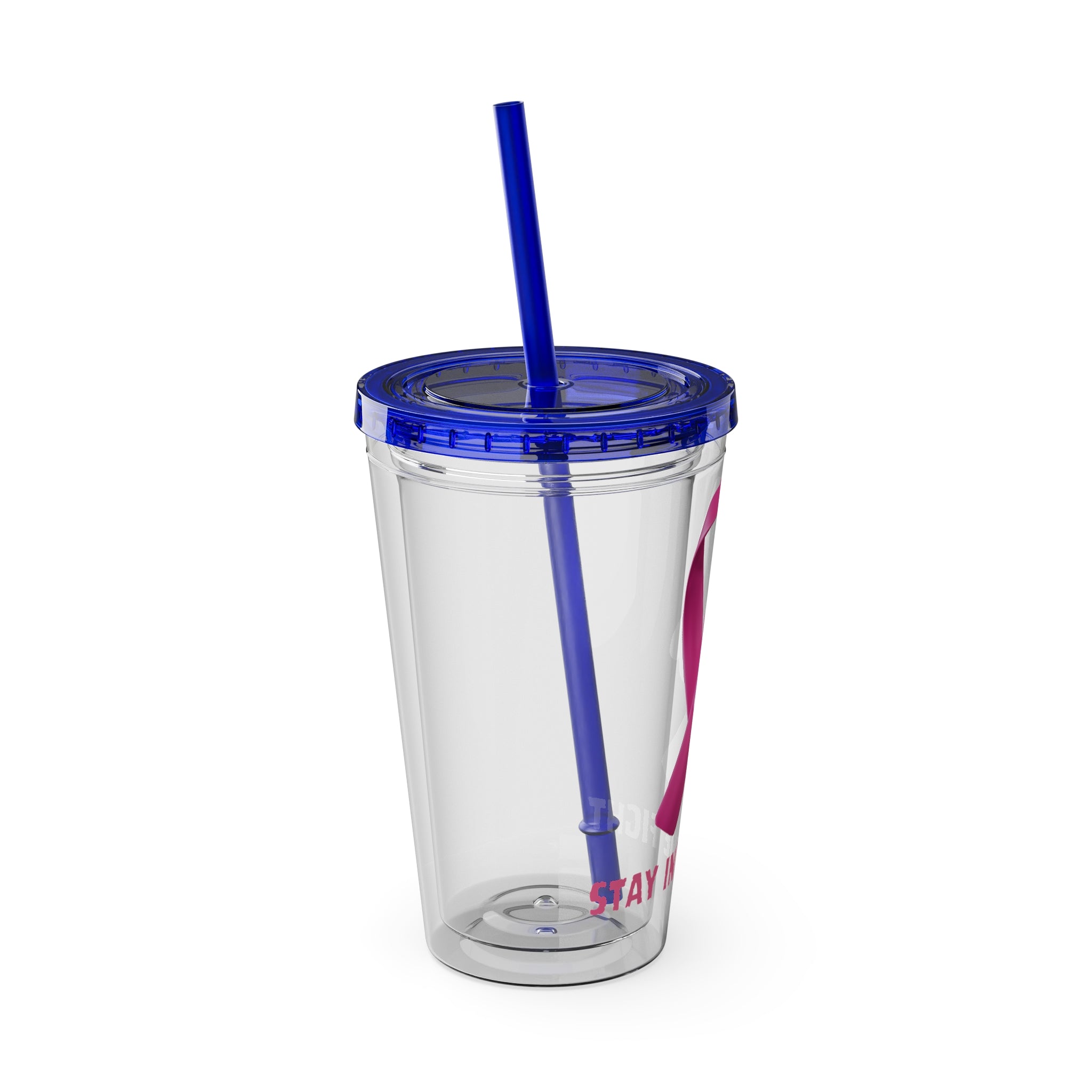 Pink Ribbon “Stay in the Fight” 16oz Tumbler with Straw