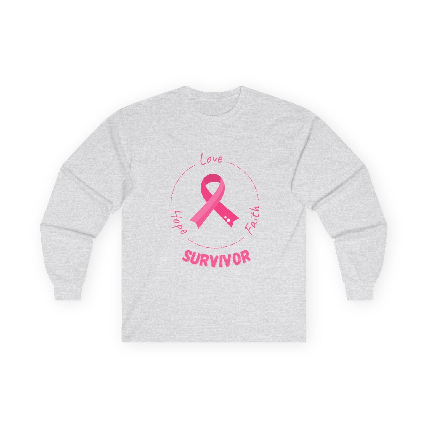 Breast Cancer Survivor Long Sleeve Tee — Pink Ribbon “Survivor”