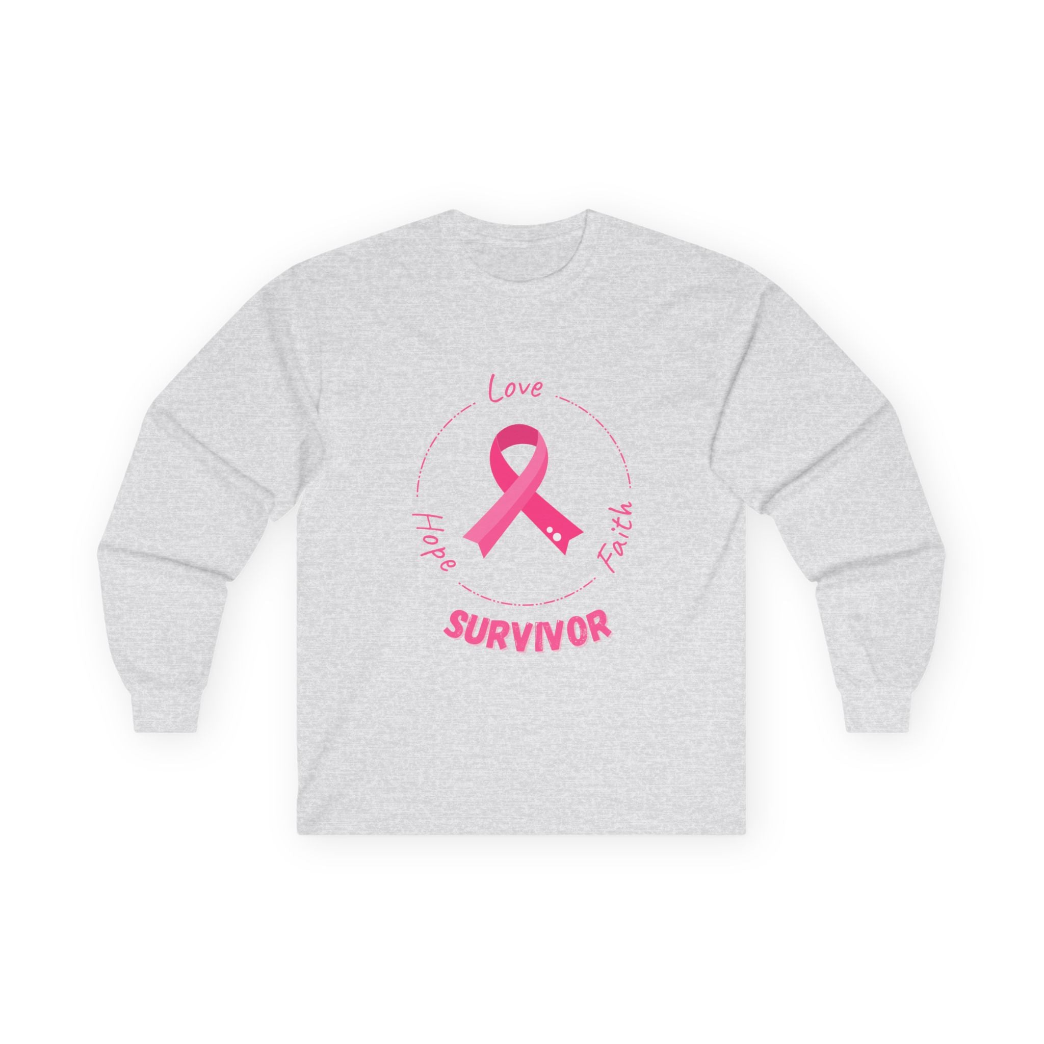 Breast Cancer Survivor Long Sleeve Tee — Pink Ribbon “Survivor”