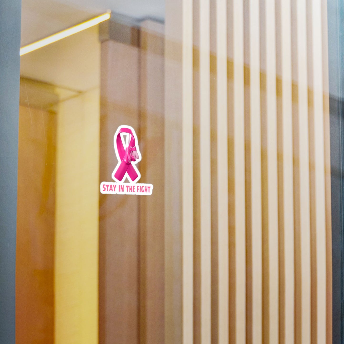 Breast Cancer Awareness Vinyl Sticker — "Stay in the Fight" Pink Ribbon