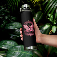 Together We Fight Pink Ribbon Butterfly Cancer 22oz Insulated Water Bottle