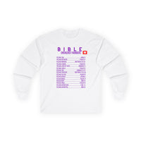 Bible Emergency Numbers Long Sleeve Tee - Purple