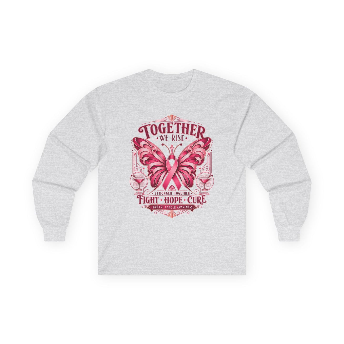 Together We Rise Pink Ribbon Breast Cancer Awareness Long Sleeve Tee