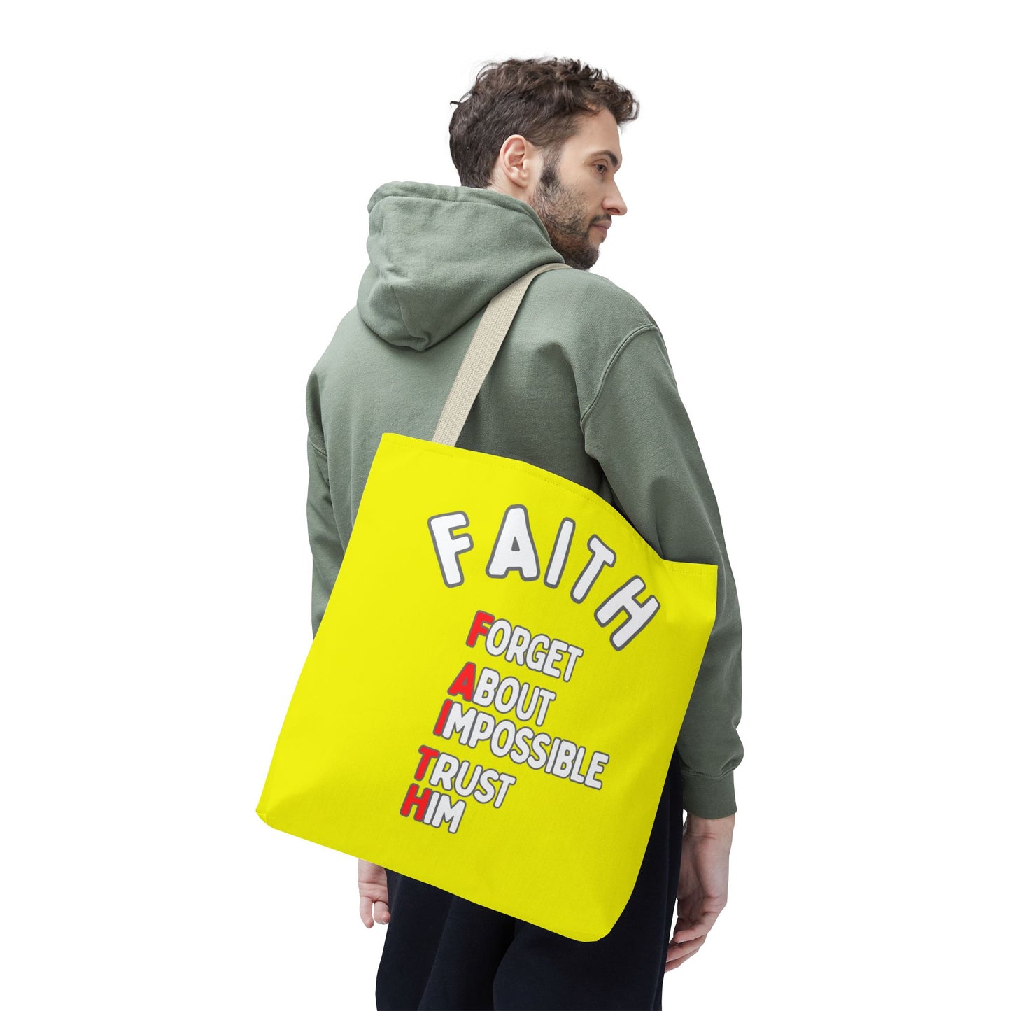 FAITH: Forget About Impossible, Trust Him Tote - Yellow