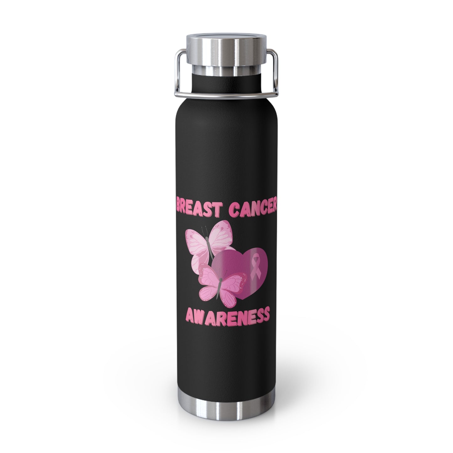 Butterfly Breast Cancer Awareness 22oz Insulated Water Bottle