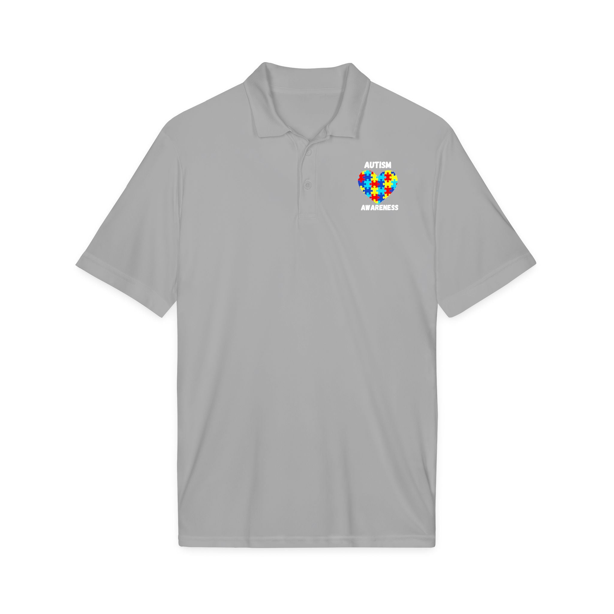 Autism Puzzle Heart Polo - White