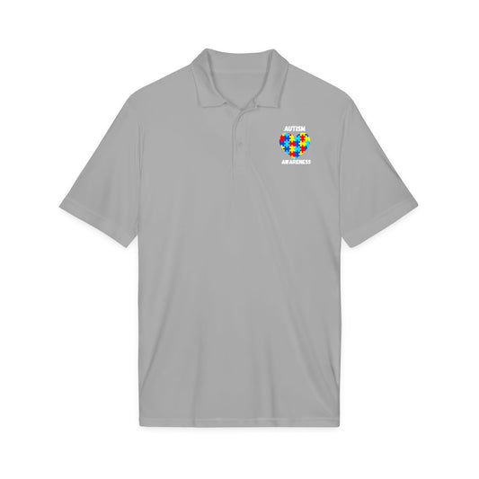 Autism Puzzle Heart Polo - White