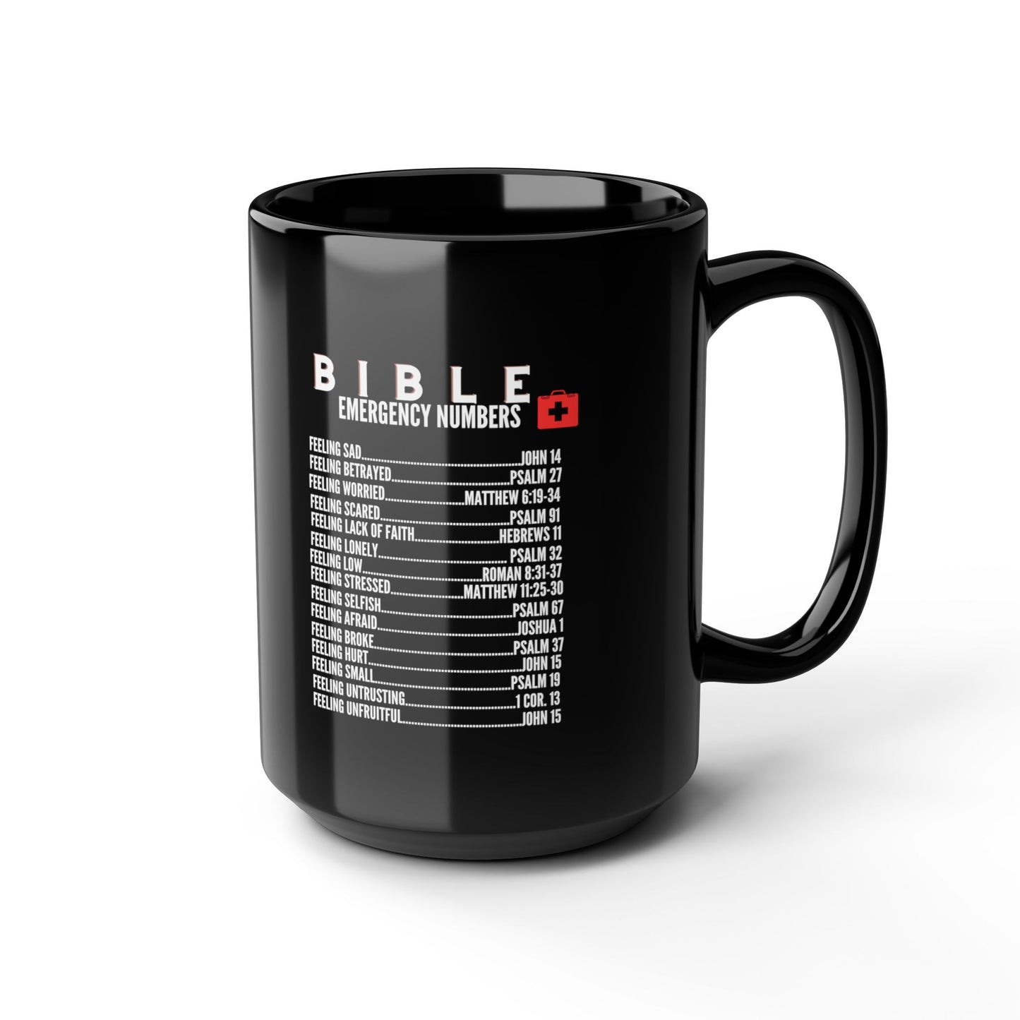 Bible Emergency Numbers Black Coffee Mug (11oz/15oz)