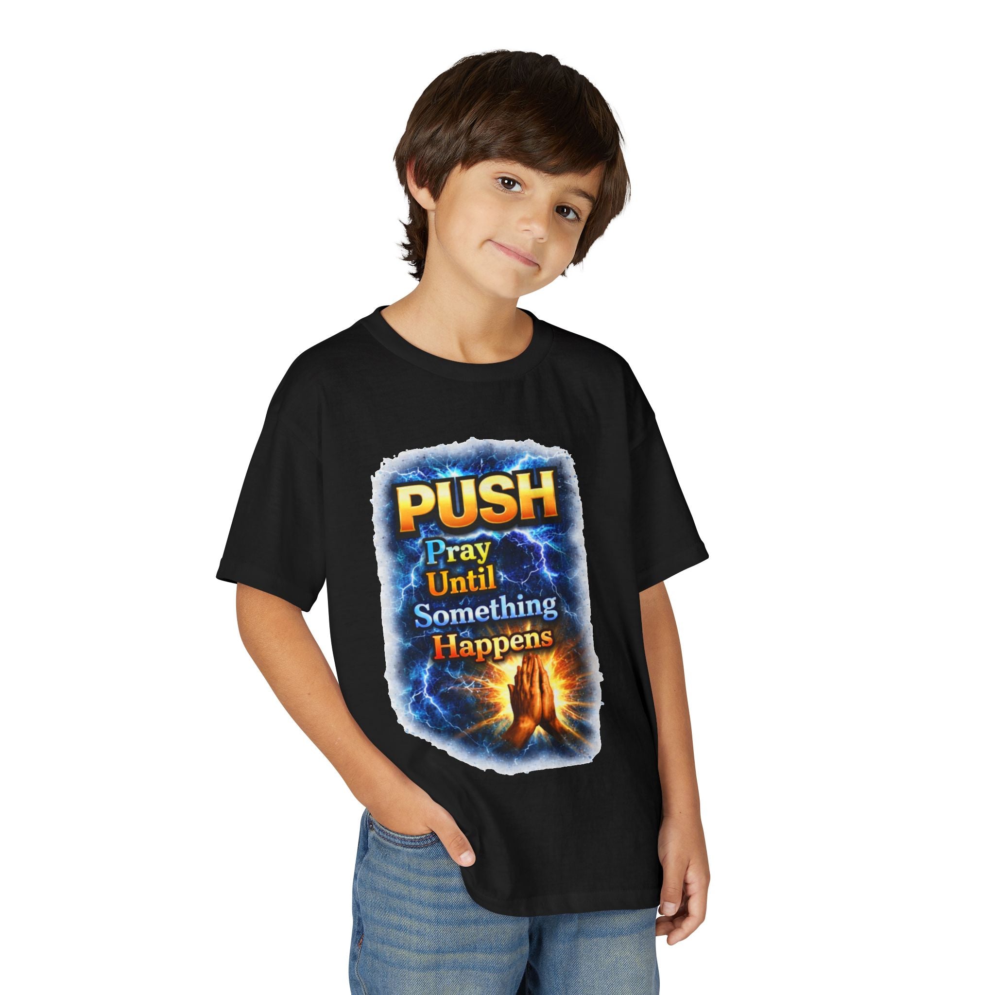 "Push: Pray Until Something Happens" Youth T-shirt - Hands