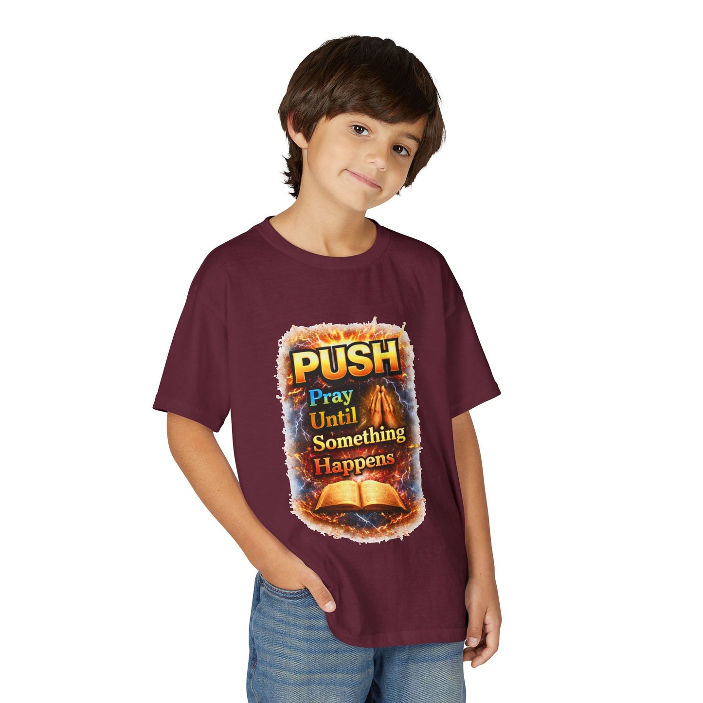 "Push: Pray Until Something Happens" Youth T-shirt - Bible
