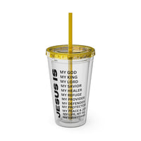 Christian JESUS IS 16oz Tumbler with Straw