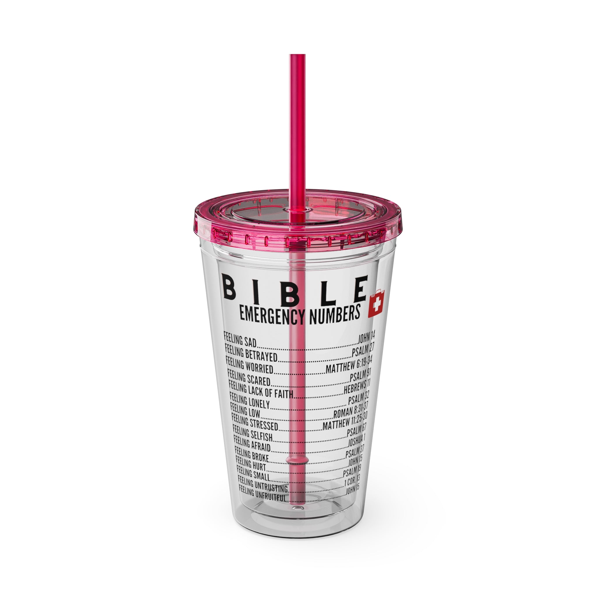 Bible Emergency Numbers 16oz Tumbler with Straw