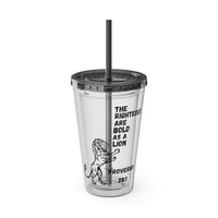 "The Righteous Are Bold as a Lion" 16oz Inspirational Tumbler with Straw