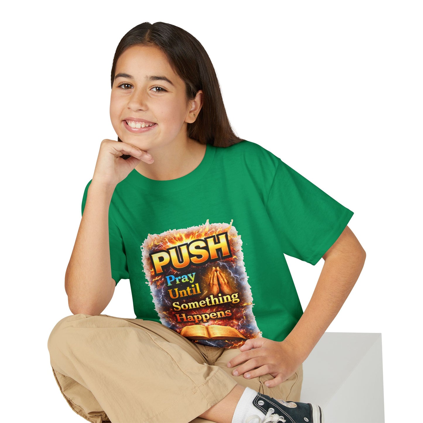 "Push: Pray Until Something Happens" Youth T-shirt - Bible