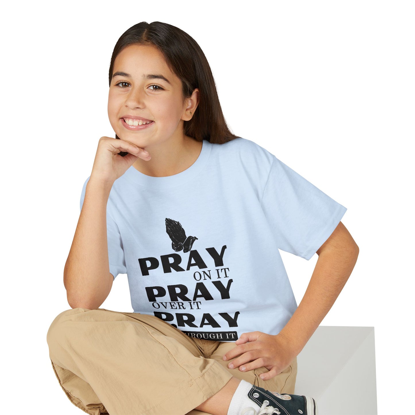 Pray On It, Pray Over It, Pray Through It Youth T-shirt