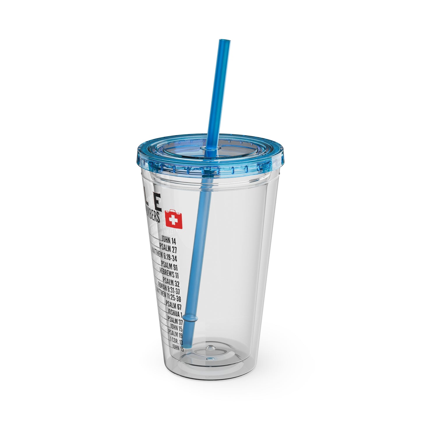 Bible Emergency Numbers 16oz Tumbler with Straw