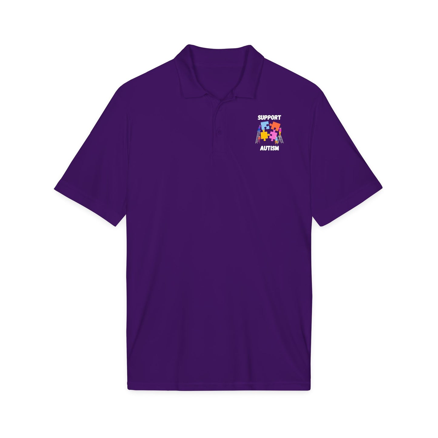 Autism Puzzle Piece Polo Shirt - White