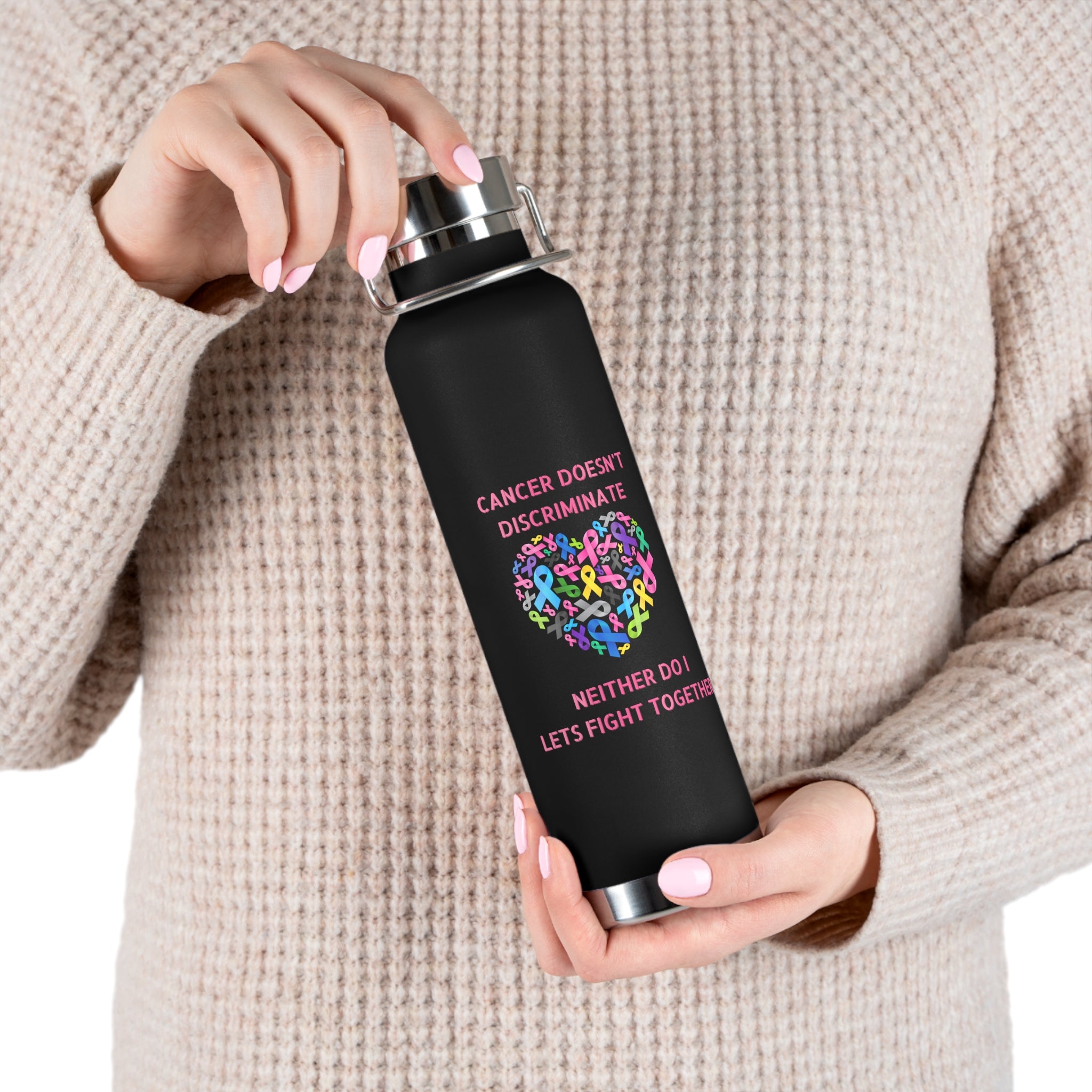 Cancer Doesn't Discriminate 22oz Insulated Water Bottle