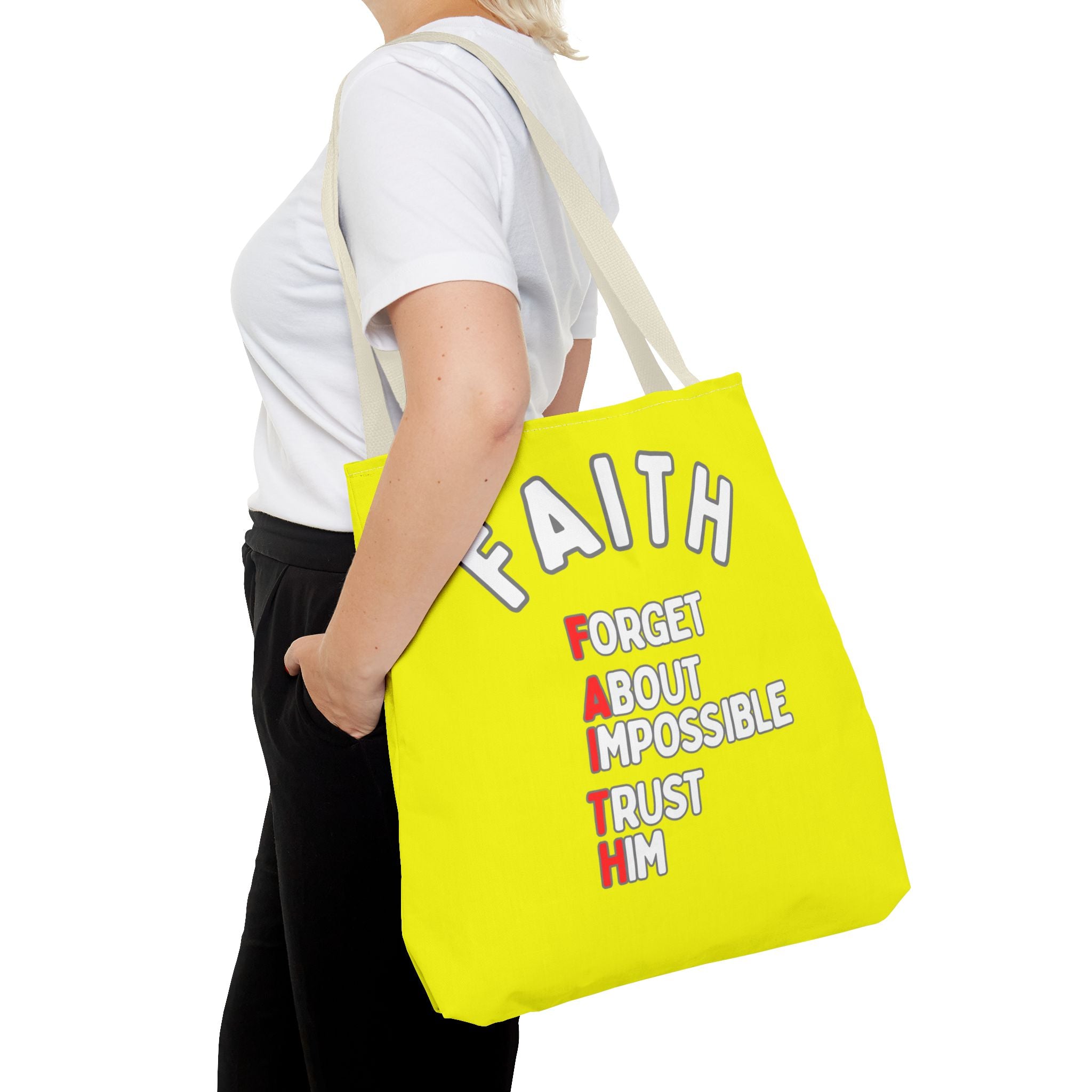 FAITH: Forget About Impossible, Trust Him Tote - Yellow