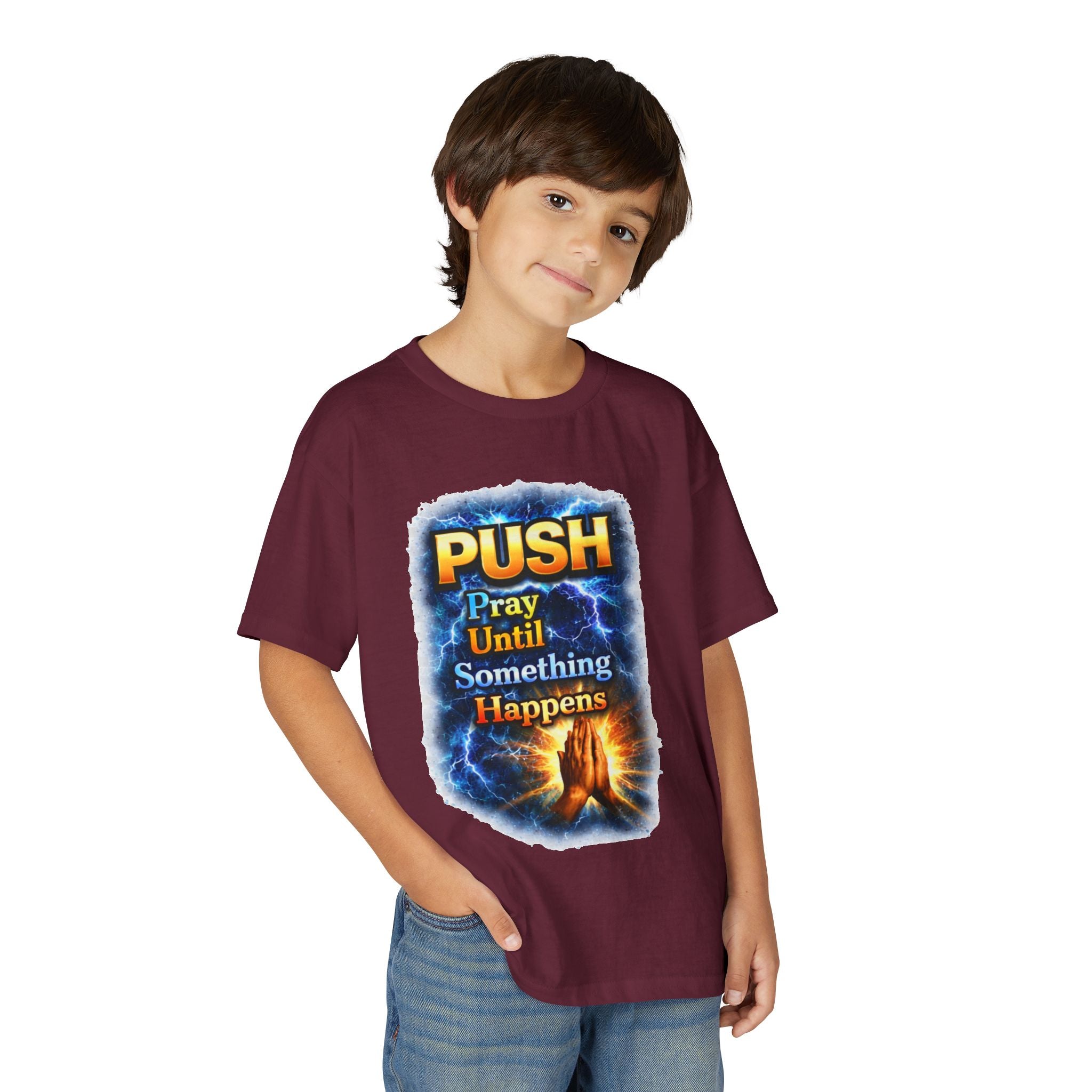 "Push: Pray Until Something Happens" Youth T-shirt - Hands