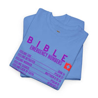 Bible Emergency Numbers Tee - Purple