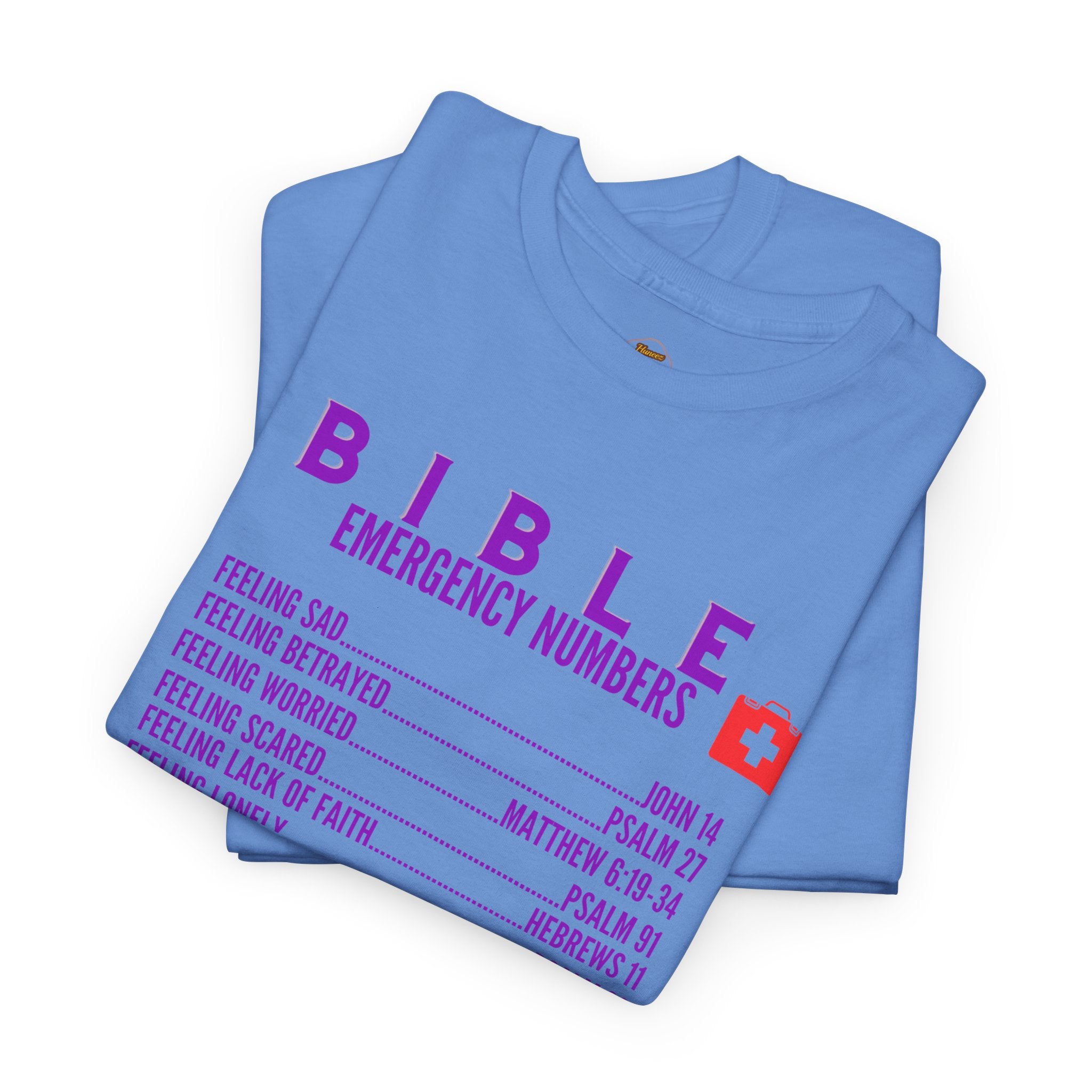 Bible Emergency Numbers Tee - Purple