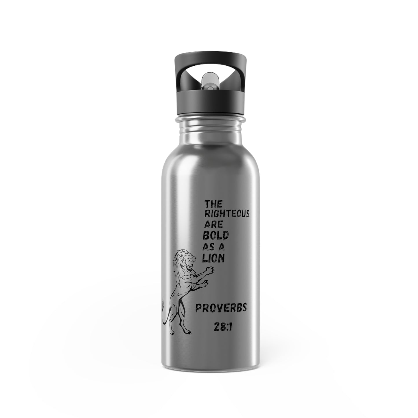 The Righteous Are Bold as a Lion 20oz Stainless Water Bottle with Straw