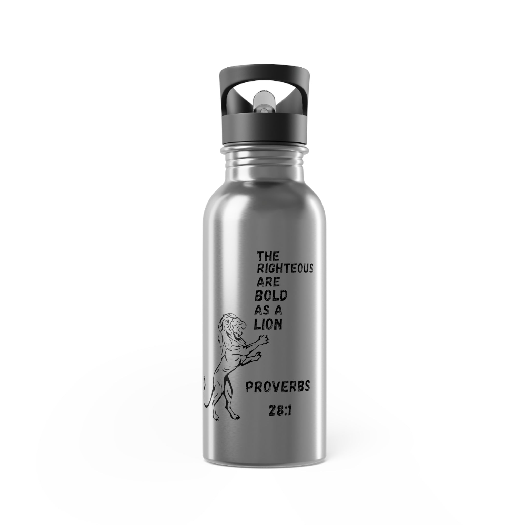 The Righteous Are Bold as a Lion 20oz Stainless Water Bottle with Straw
