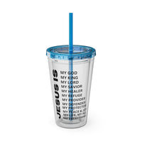 Christian JESUS IS 16oz Tumbler with Straw