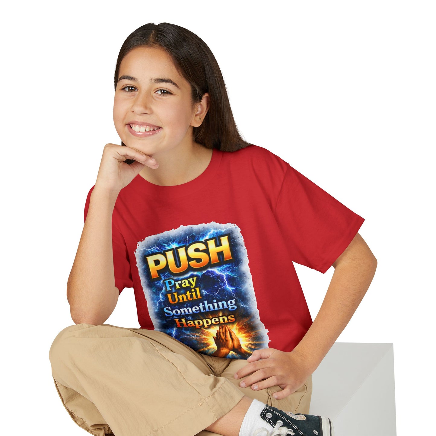 "Push: Pray Until Something Happens" Youth T-shirt - Hands
