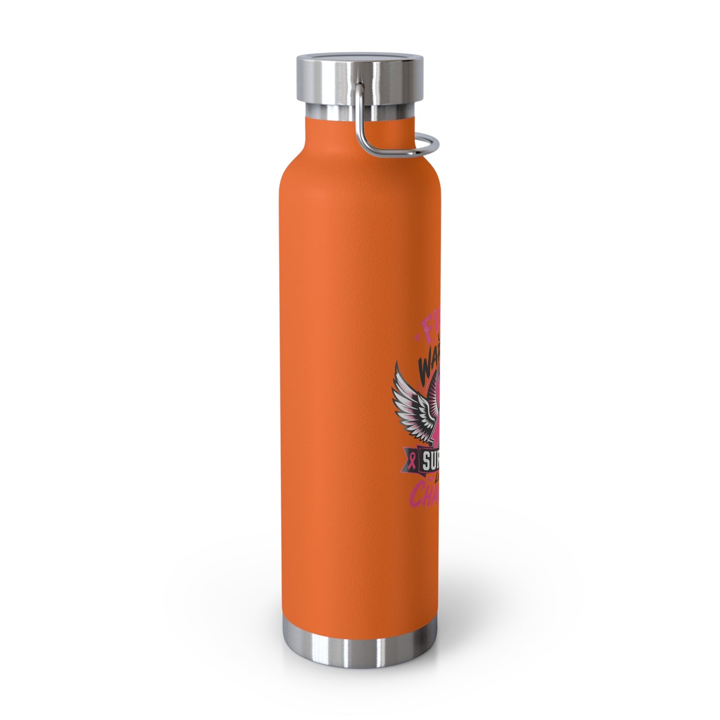 Fight Warrior Survive Champion Pink Ribbon 22oz Insulated Water Bottle