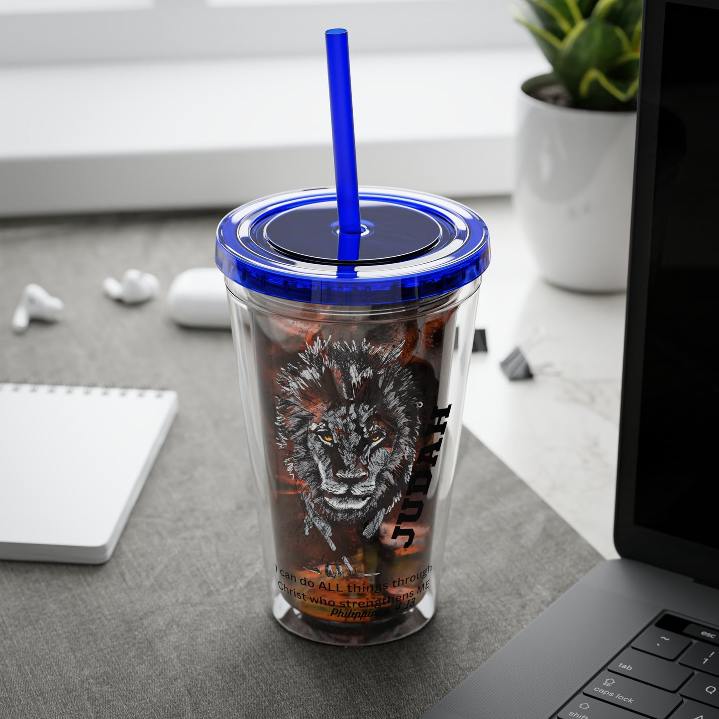 Lion of Judah 16oz Tumbler with Straw