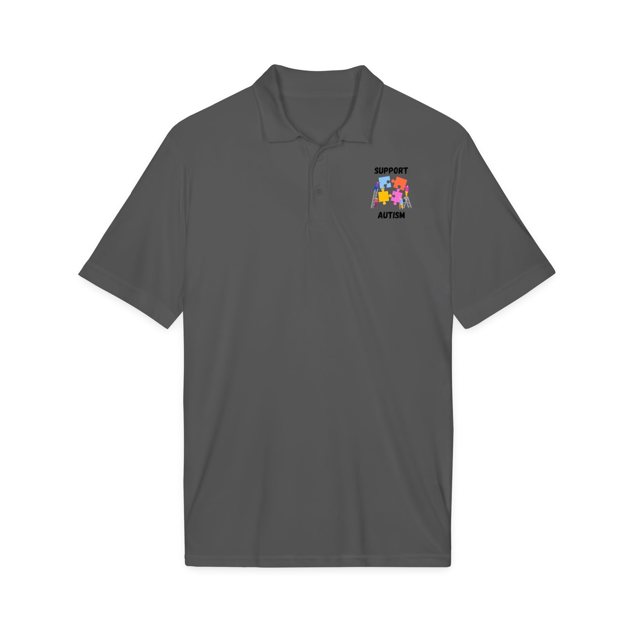 Autism Puzzle Piece Polo Shirt - Black