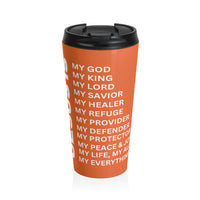 Christian JESUS IS Orange Stainless Steel Travel Mug - White