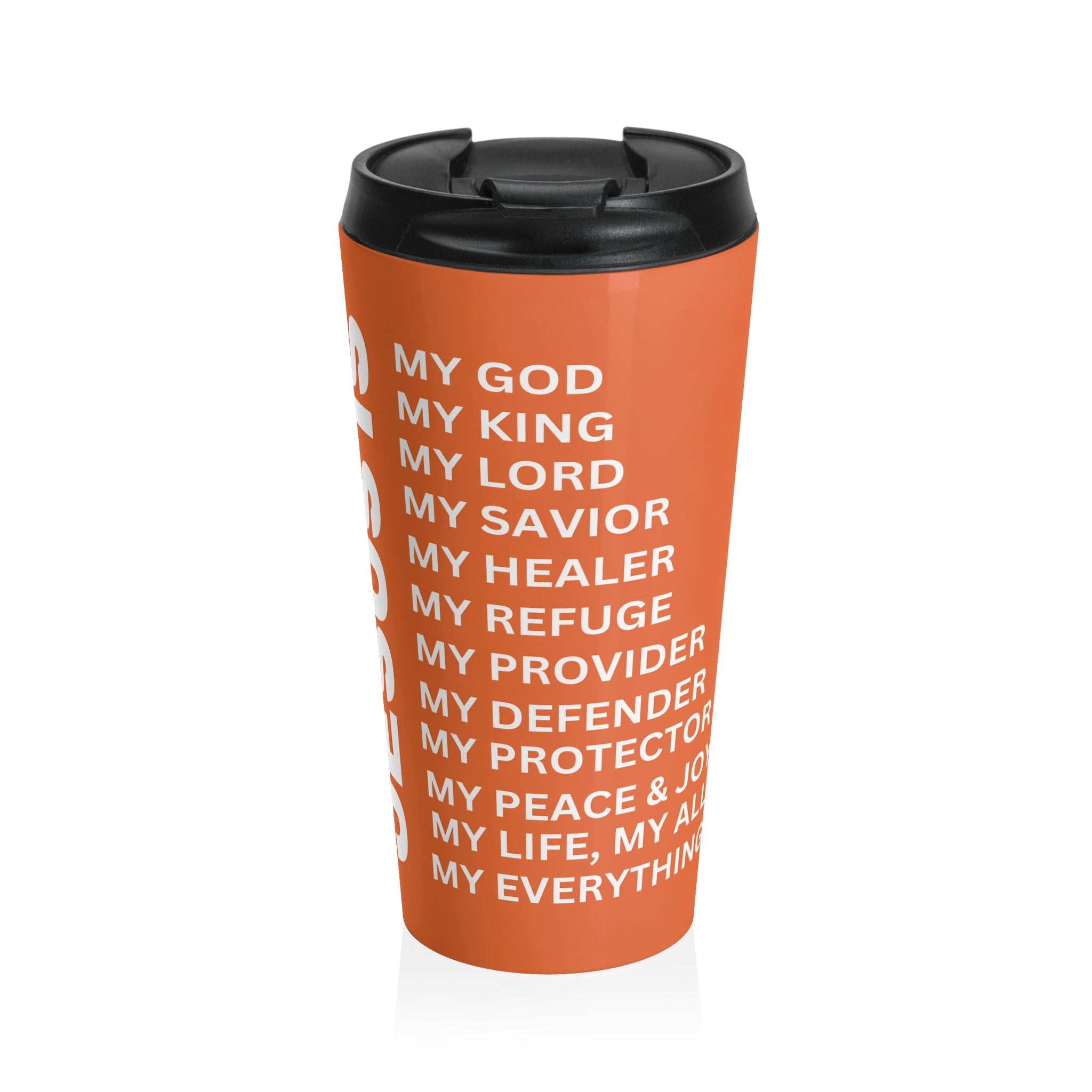 Christian JESUS IS Orange Stainless Steel Travel Mug - White