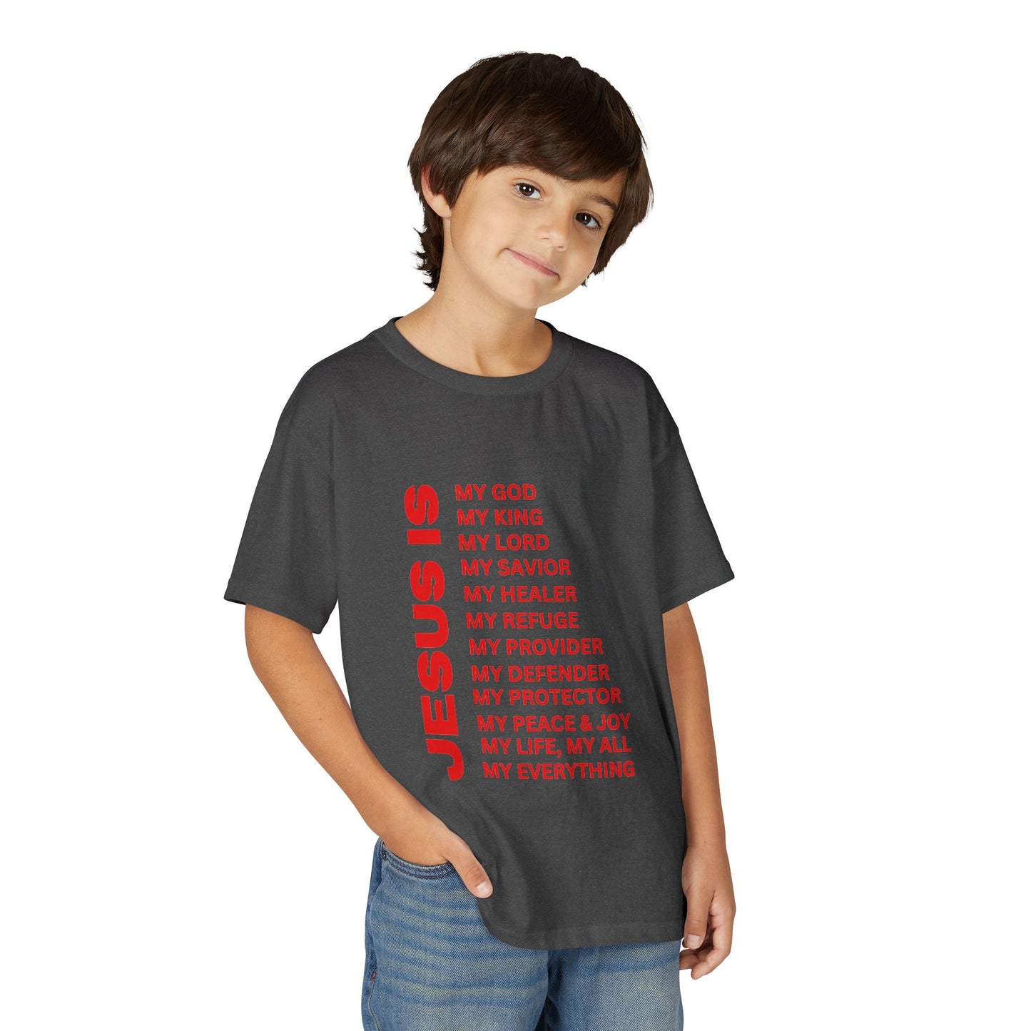 Christian JESUS IS Youth Short Sleeve - Red
