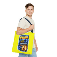 Push Pray Until Something Happens Yellow Tote Bag - Hands