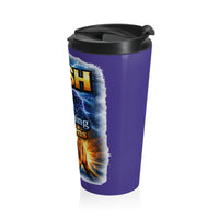 Push: 'Pray Until Something Happens' Stainless Steel Blue Travel Mug - Hands