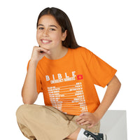 Bible Emergency Numbers Youth T-Shirt — White