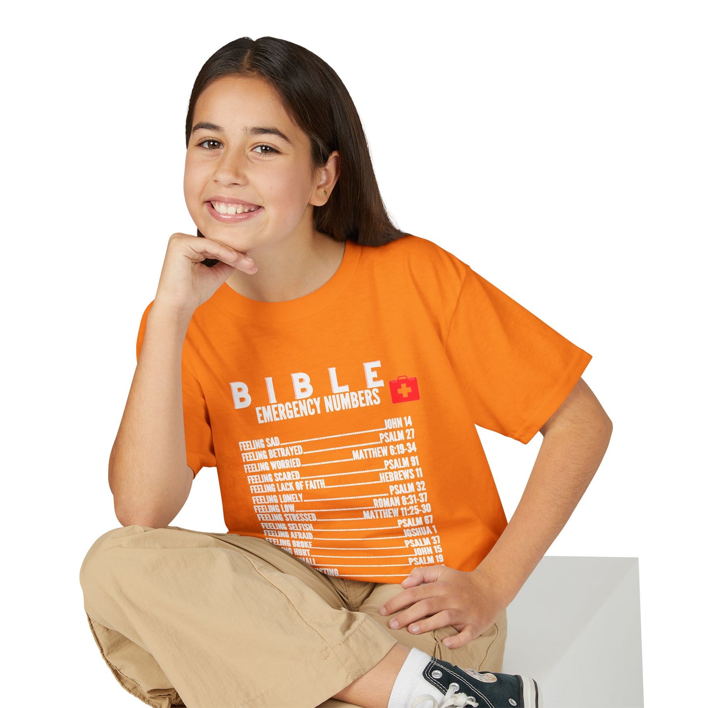 Bible Emergency Numbers Youth T-Shirt — White