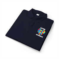 Autism Puzzle Heart Polo - White