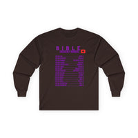 Bible Emergency Numbers Long Sleeve Tee - Purple