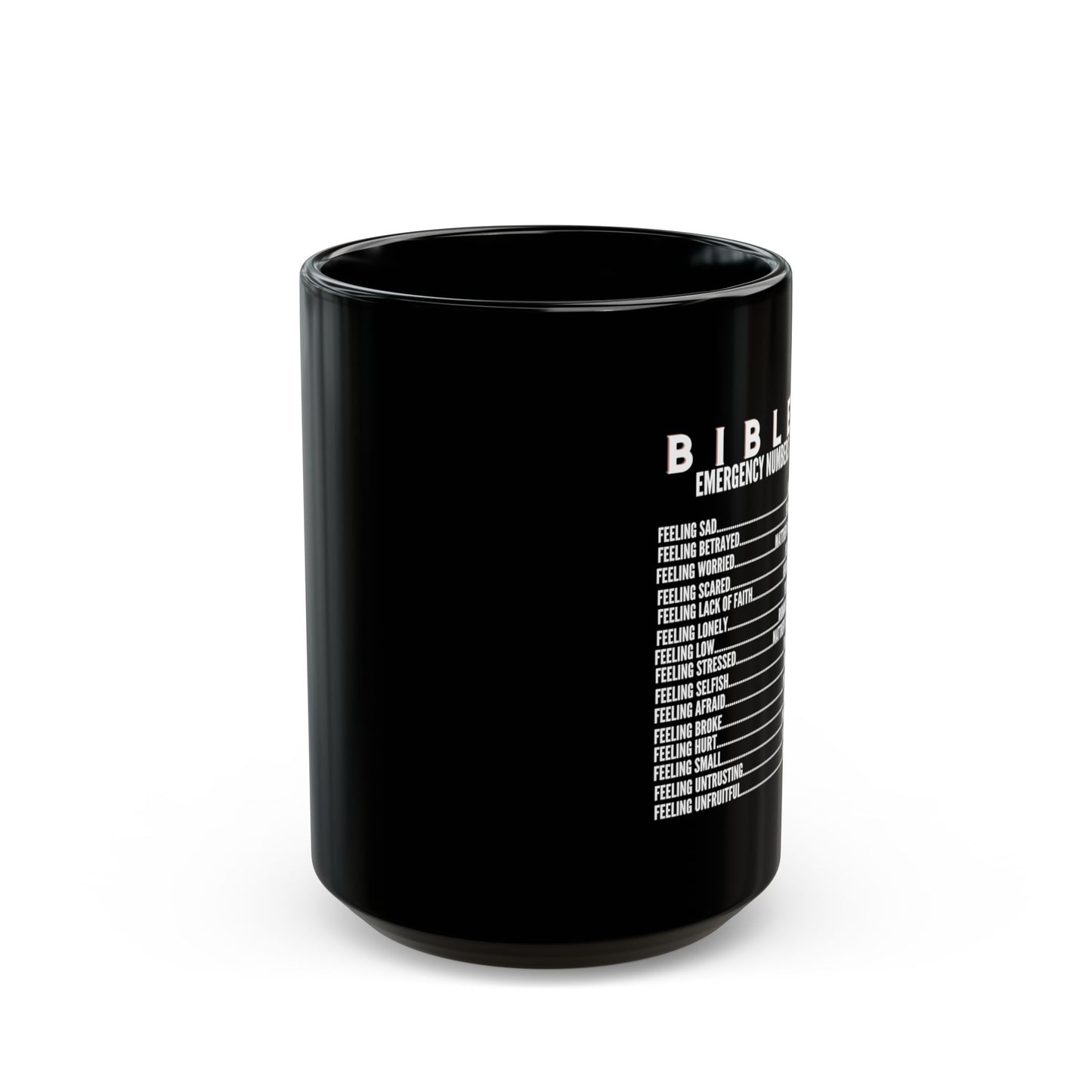Bible Emergency Numbers Black Coffee Mug (11oz/15oz)