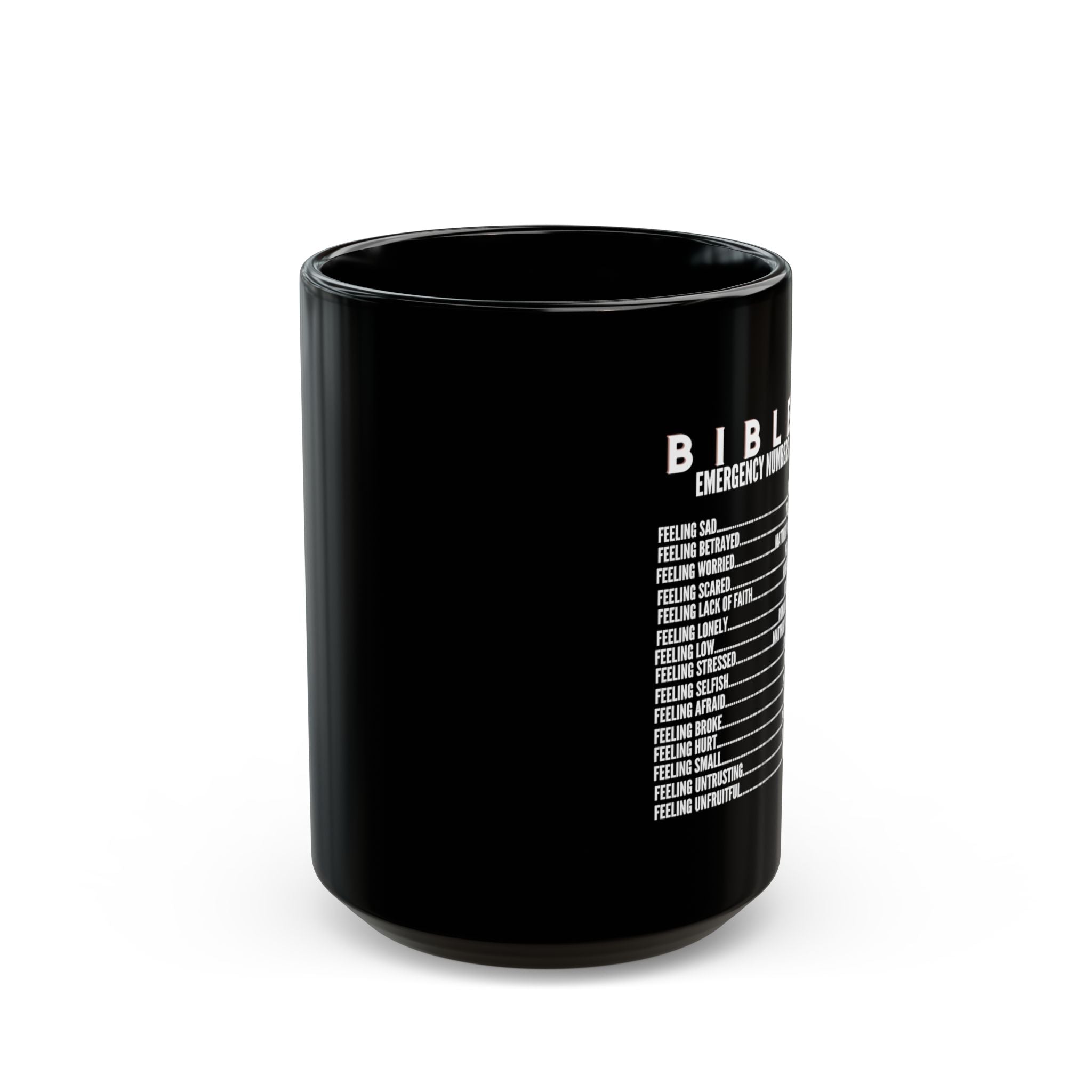 Bible Emergency Numbers Black Coffee Mug (11oz/15oz)