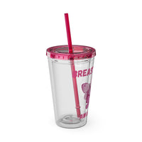 Breast Cancer Awareness 16oz Tumbler with Straw - Butterfly, Heart
