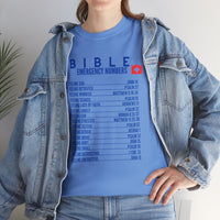 Bible Emergency Numbers Tee - Blue