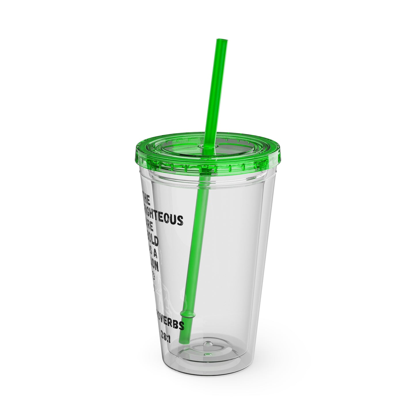"The Righteous Are Bold as a Lion" 16oz Inspirational Tumbler with Straw