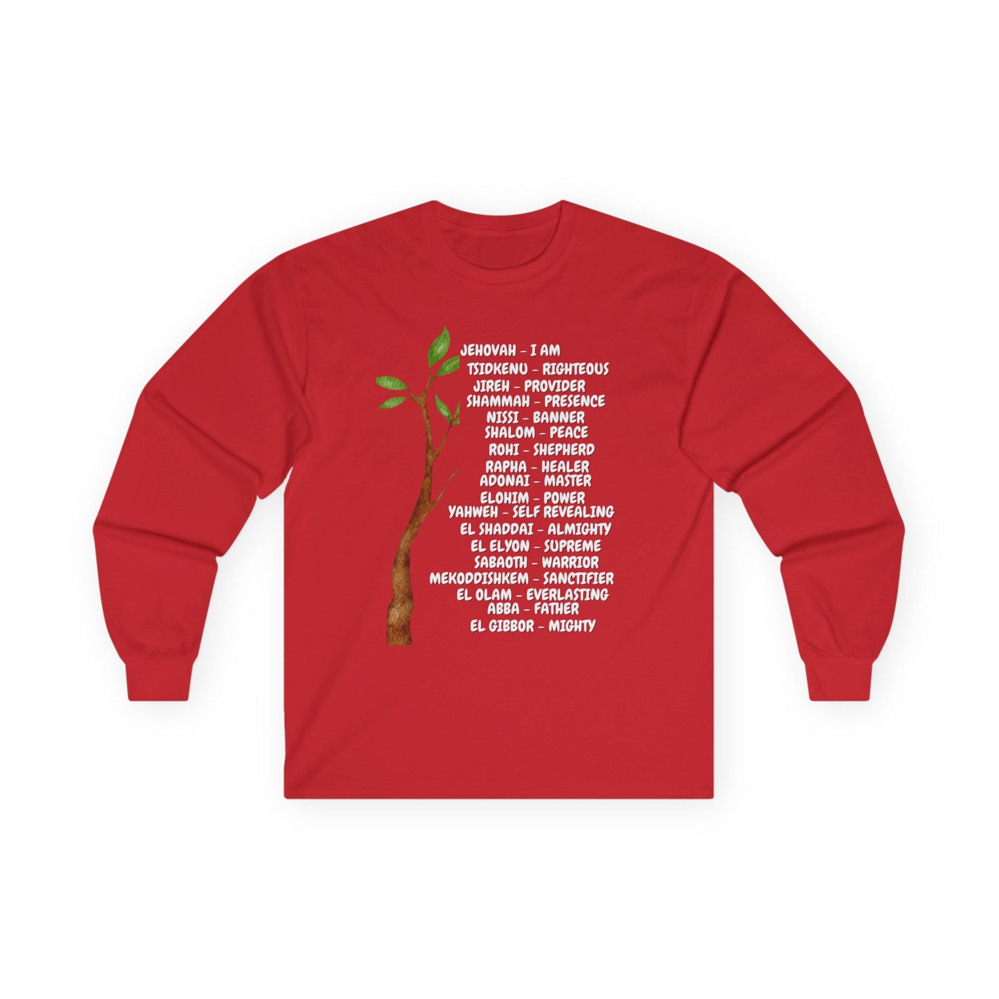 Characteristic Names of God Long Sleeve Tee - White