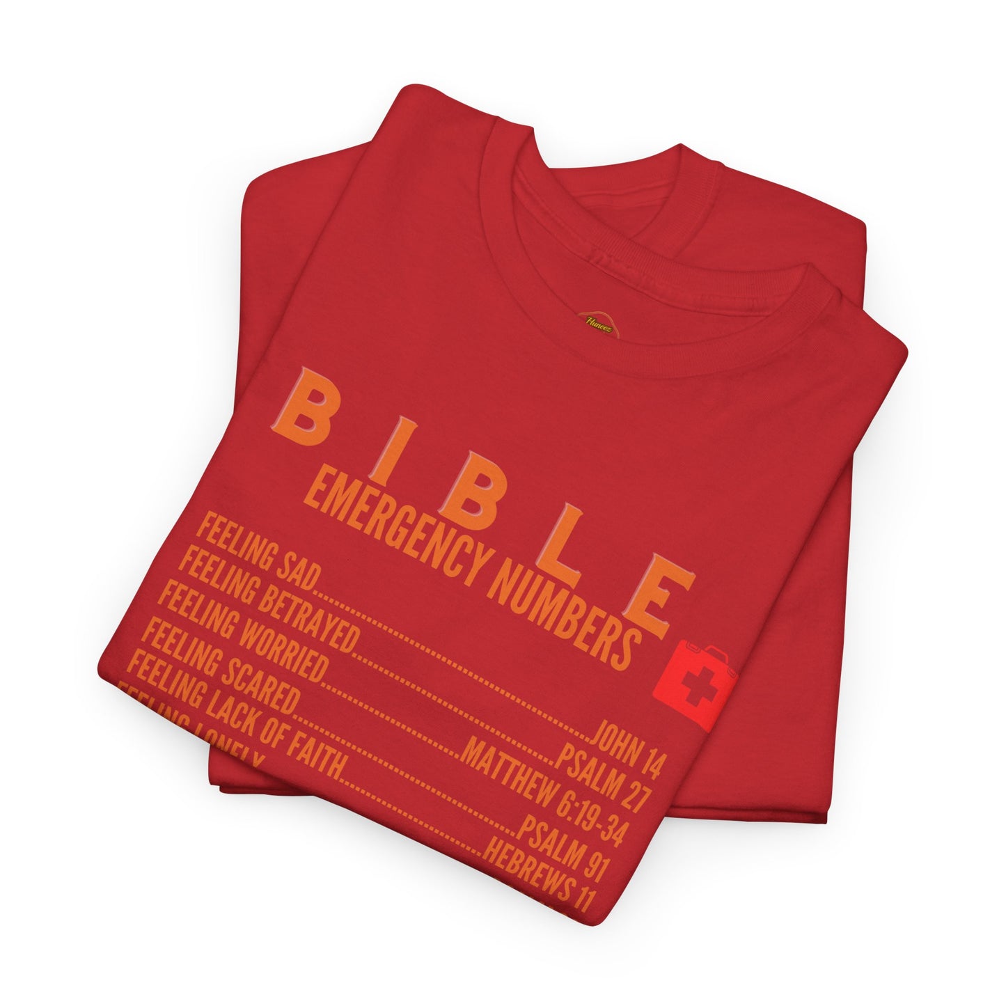 Bible Emergency Numbers Tee - Orange