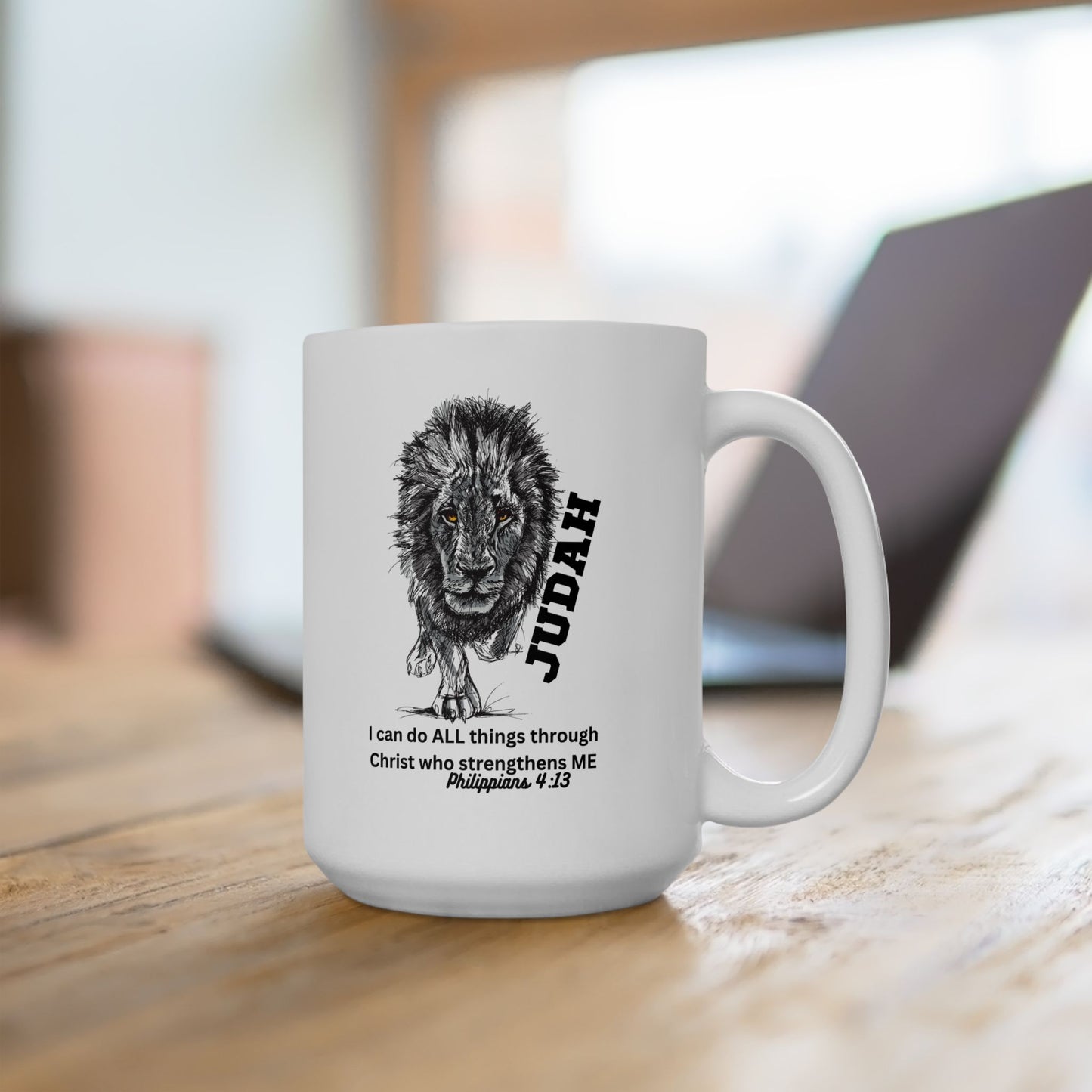 Lion of Judah Coffee Mug (11oz & 15oz) — 'I can do ALL things through Christ'